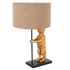 Anne Light & Home Tafellamp Animaux Stokstaartje Grof Linnen Grijs Lampenkap Grof Linnen Grijs Sale