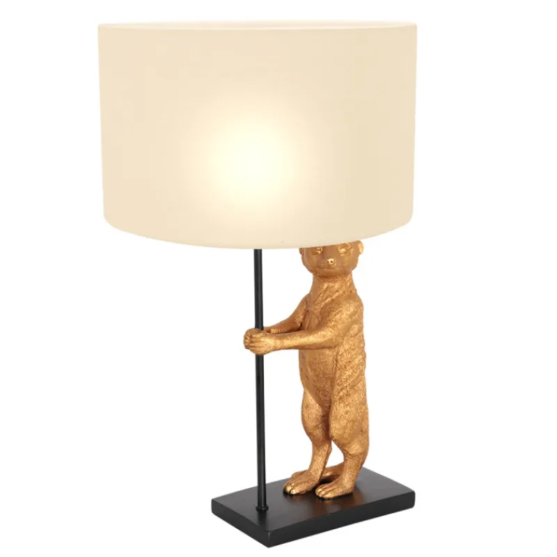 Anne Light & Home Tafellamp Animaux Stokstaartje Grof Linnen Wit
