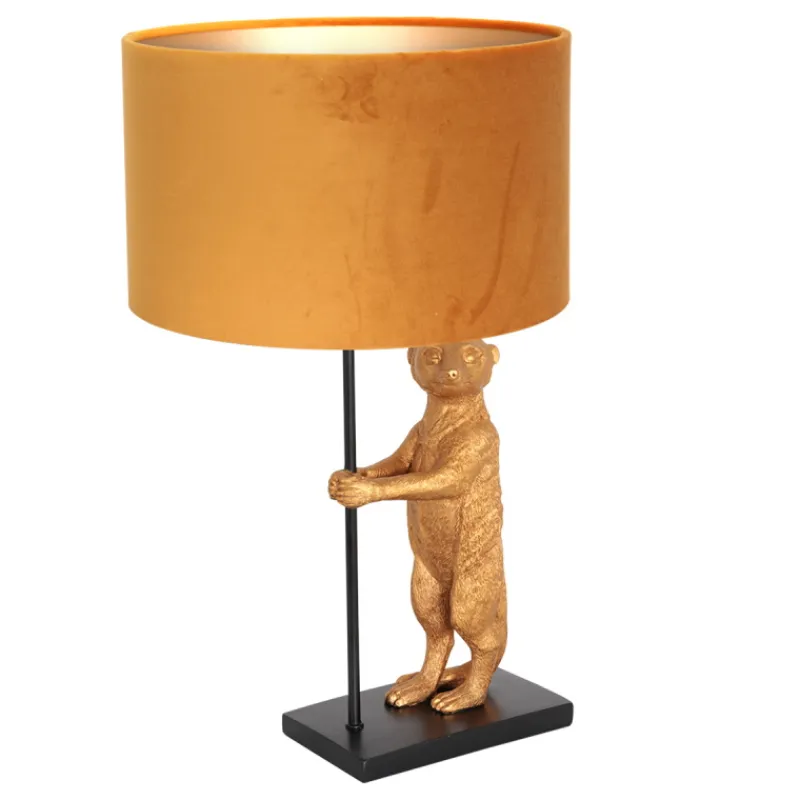 Anne Light & Home Tafellamp Animaux Stokstaartje Velours Goud Lampenkap Velours Goud Hot