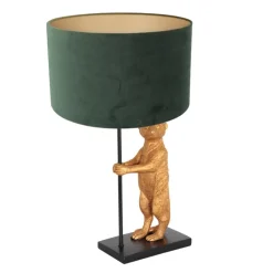 Anne Light & Home Tafellamp Animaux Stokstaartje Velours Groen Lampenkap Velours Groen Clearance
