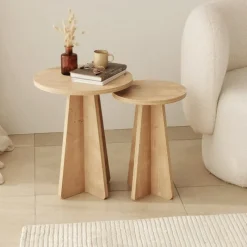 Arabic House Bijzettafel Mushroom Set van 2 Naturel Best