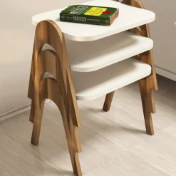 Arabic House Bijzettafel Paris /Walnoot Set van 3