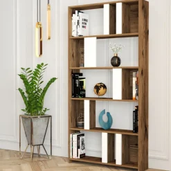 Arabic House Boekenkast Lima Melamine Walnoot Wit Walnoot/Wit