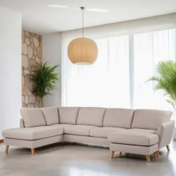 GM Chaise Longue Bank 3-Zits Links Inari Beige Eiken - Giga Meubel Naturel Clearance