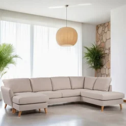 GM Chaise Longue Bank 3-Zits Rechts Inari Beige Eiken - Giga Meubel