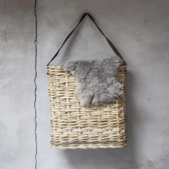 Het Mandenhuys Decoratieve mand met lederen hengsel - Hoog