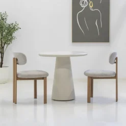 DÉJA Living DÉJA Eettafel Brunn Rond 80cm Beige Clearance
