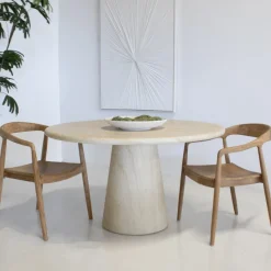DÉJA Living DÉJA Eettafel Brunn Rond 130cm Travertin Clearance