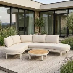 DÉJA Living DÉJA 3-zits Loungeset Catalina met Teak Salontafel Taupe/Beige Discount