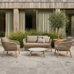 DÉJA Living DÉJA 4-zits Loungeset Vilara met Keramiek Salontafel Taupe/Naturel Clearance