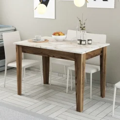 Arabic House Eettafel Kiev /Walnoot met Opbergruimte 110cm Wit Hot