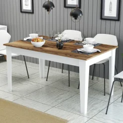 Arabic House Eettafel Milan /Wit met Opbergruimte 145cm Walnoot Sale