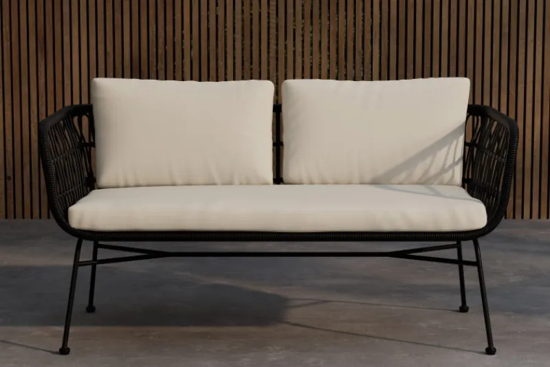 Fjôrd 2-Zitsbank Isola Rotan 140cm Zwart New