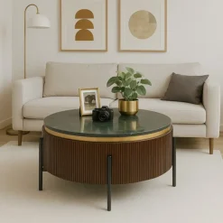Kare Design Salontafel Catalina Zwart/Bruin Ø90cm