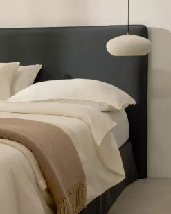 Kave Home Hoofdbord Jaira Antracietgrijs Linnen En Katoen Voor Bed Van 180cm Antraciet/Grijs Outlet