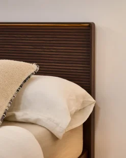 Kave Home Hoofdbord Norlen Walnootfineer Bruin en Led-licht voor Bed Tot 180cm