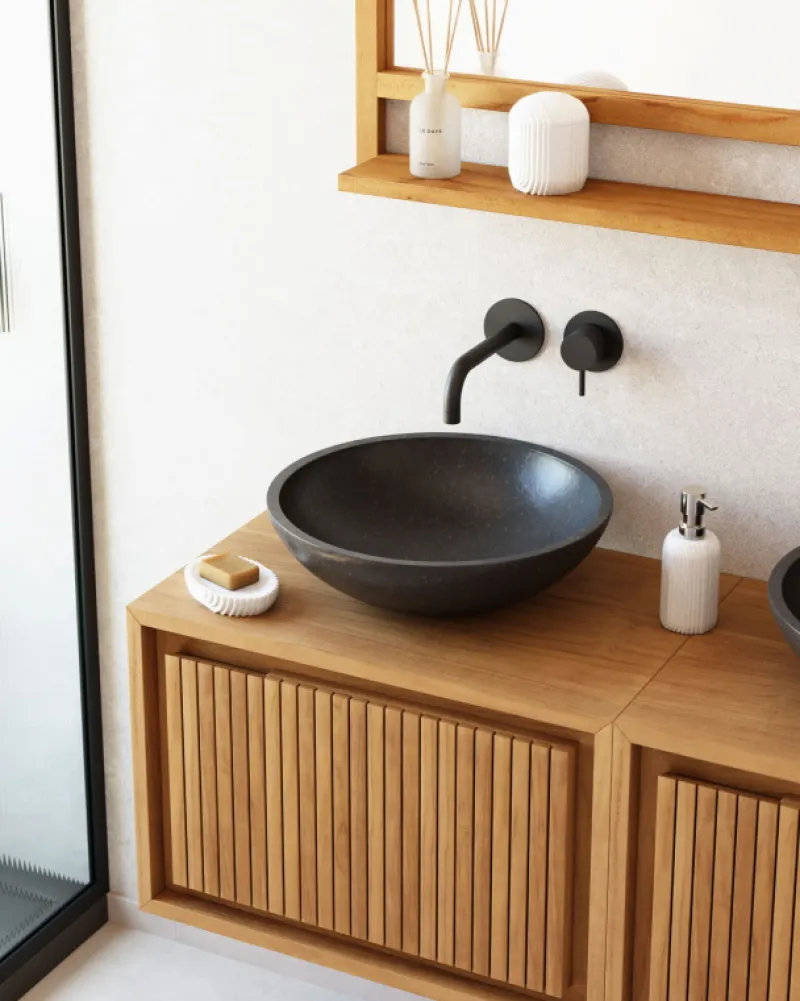 Kave Home Wastafel Delina Terrazzo Ø40cm Zwart Best