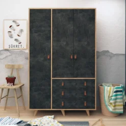 Arabic House Kledingkast Chunky Melamine Eiken Donker Concrete