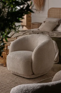 Kodu Armstoel Privas Bouclé Katoen Cream Niet Draaibaar New