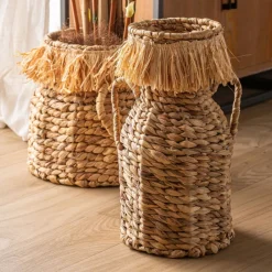 Kodu Mand Set van 2 Rond Kasses Naturel Fiber Bruin
