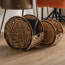 Kodu Mand Set van 2 Semi Rond Blair Naturel Fiber Zwart Hot