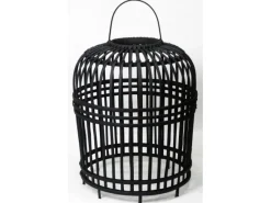 Het Mandenhuys Lampenkap Bamboo Open Zwart Small Clearance