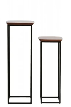Light & Living Zuil Quenza Acacia/Zwart Set van 2 Bruin