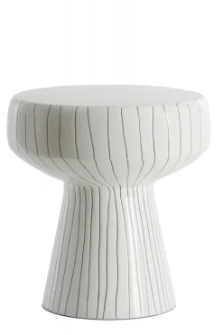 Light & Living Bijzettafel Dakwa Glanzend Ø38cm Wit Outlet