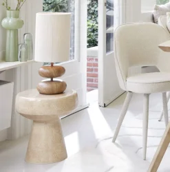 Light & Living Bijzettafel Dakwa Glanzend Ø38cm Zand Sale