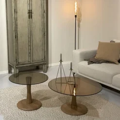 Livingfurn Bijzettafel Brix Faye Glas Almond 60cm