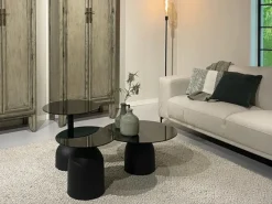 Livingfurn Bijzettafel Brix Isa Glas Zwart 55cm