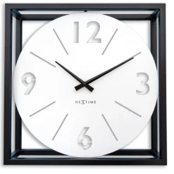 NeXtime Tafel/Wandklok Time Frame Metaal Zwart/Wit 40x40cm Discount