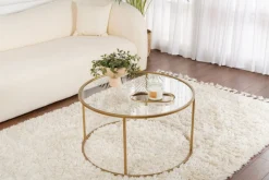 Arabic House Salontafel Aurum Glas/ Ø80cm Goud Discount