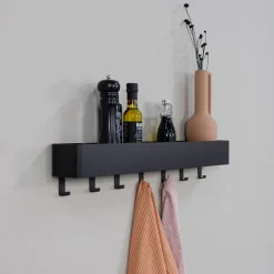 Spinder Design Wandkapstok Multi 7-Haaks Zwart Clearance