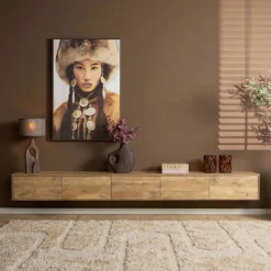 StarFurn Zwevend Tv-meubel Vision Naturel Mangohout 280cm Sale