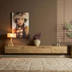 StarFurn Zwevend Tv-meubel Vision Naturel Mangohout 240cm