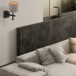 Steinhauer Wandlamp Stang met Leeslamp Velours Taupe Lampenkap Velours Taupe Clearance