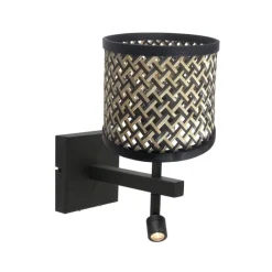 Steinhauer Wandlamp Stang met Leeslamp Bamboe Naturel/Zwart