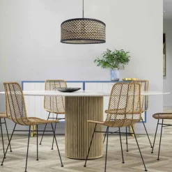 Steinhauer Hanglamp Sparkled Light Zwart Bamboe Naturel/Zwart