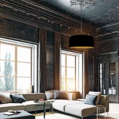 Steinhauer Hanglamp Sparkled Light Zwart Linnen Zwart/Goud