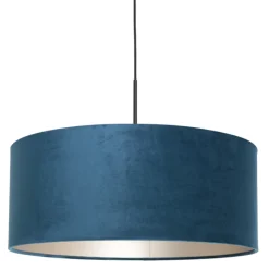 Steinhauer Hanglamp Sparkled Light Zwart Velours Blauw Lampenkap Velours Blauw Online