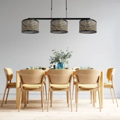 Steinhauer Hanglamp Stang 3-Lichts Bamboe Naturel/Zwart