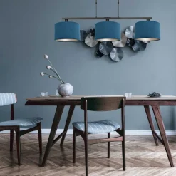Steinhauer Hanglamp Stang 3-Lichts Velours Blauw Ja Outlet