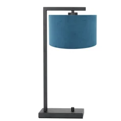 Steinhauer Tafellamp Stang Down Velours Blauw Lampenkap Velours Blauw Best