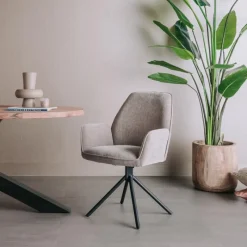 Tower Living Armstoel Amaro Stof Nature 120 Grijs (draaibaar)