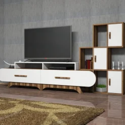 Arabic House Tv-Meubel Flora Melamine Walnoot Wit Best