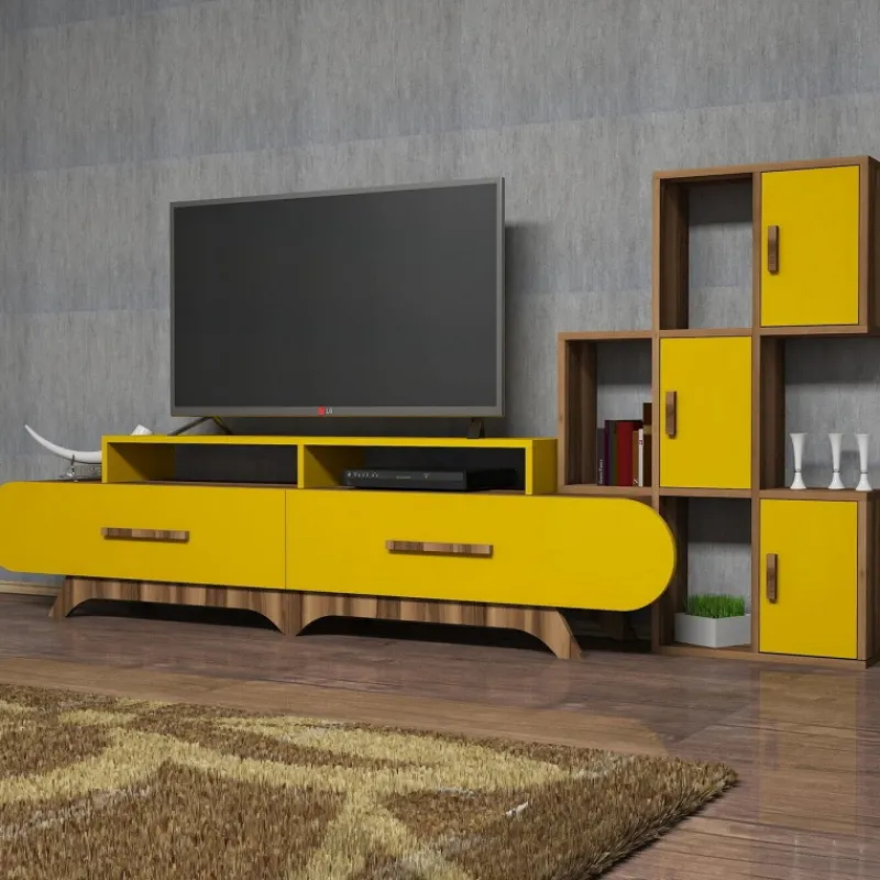 Arabic House Tv-Meubel Flora Melamine Walnoot Geel Hot