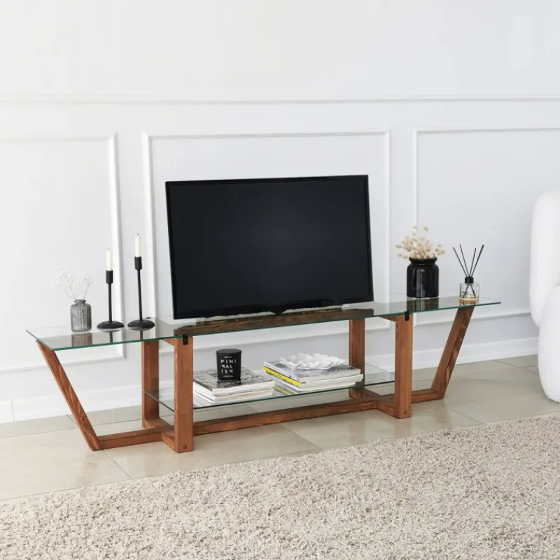 Arabic House Tv-meubel Amalfi Glas/Walnoot 160cm Outlet