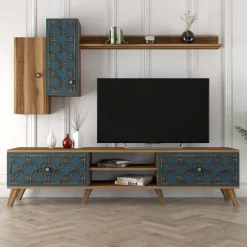 Arabic House Tv-Meubel Class S Melamine Walnoot Chalcedony Incl. Wandschap