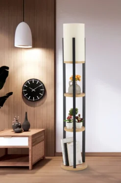 Arabic House Vloerlamp Circle Nora MDF Naturel Zwart Rond Outlet